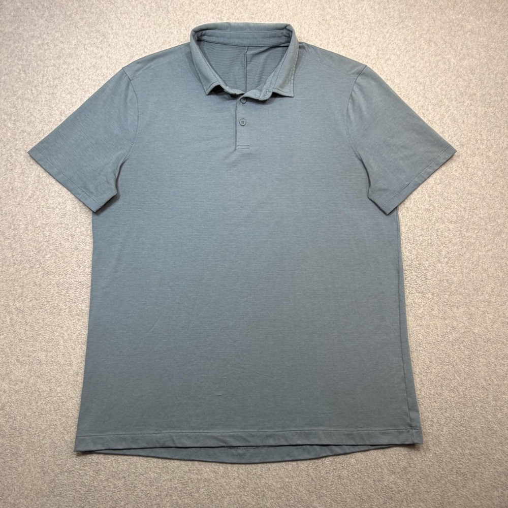 Lululemon Polo Shirt Mens XL Blue Solid Golf Performance Lightweight Stretch